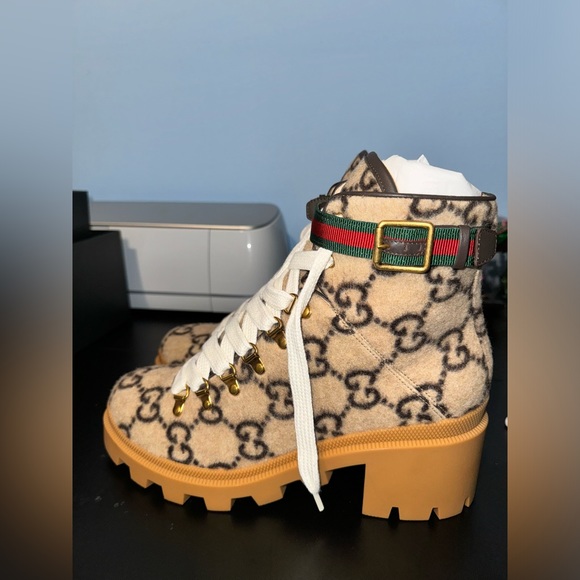 GUCCI WOOL GG ANKLE BOOTS - Picture 4 of 13